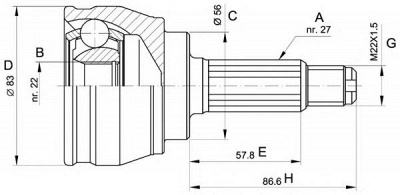 OPEN PARTS cvj524110 -  Шарнирный комплект, приводной вал